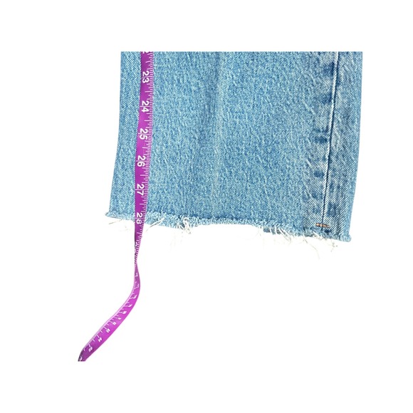 Abercrombie & Fitch The Vintage Straight High Rise Medium Wash Jeans 25 Raw Hem - Picture 10 of 13